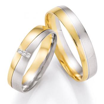 Nowotny-Collection Ruesch Trauringe Weiss-Gelbgold 66/43070-045 + 66/43080-045